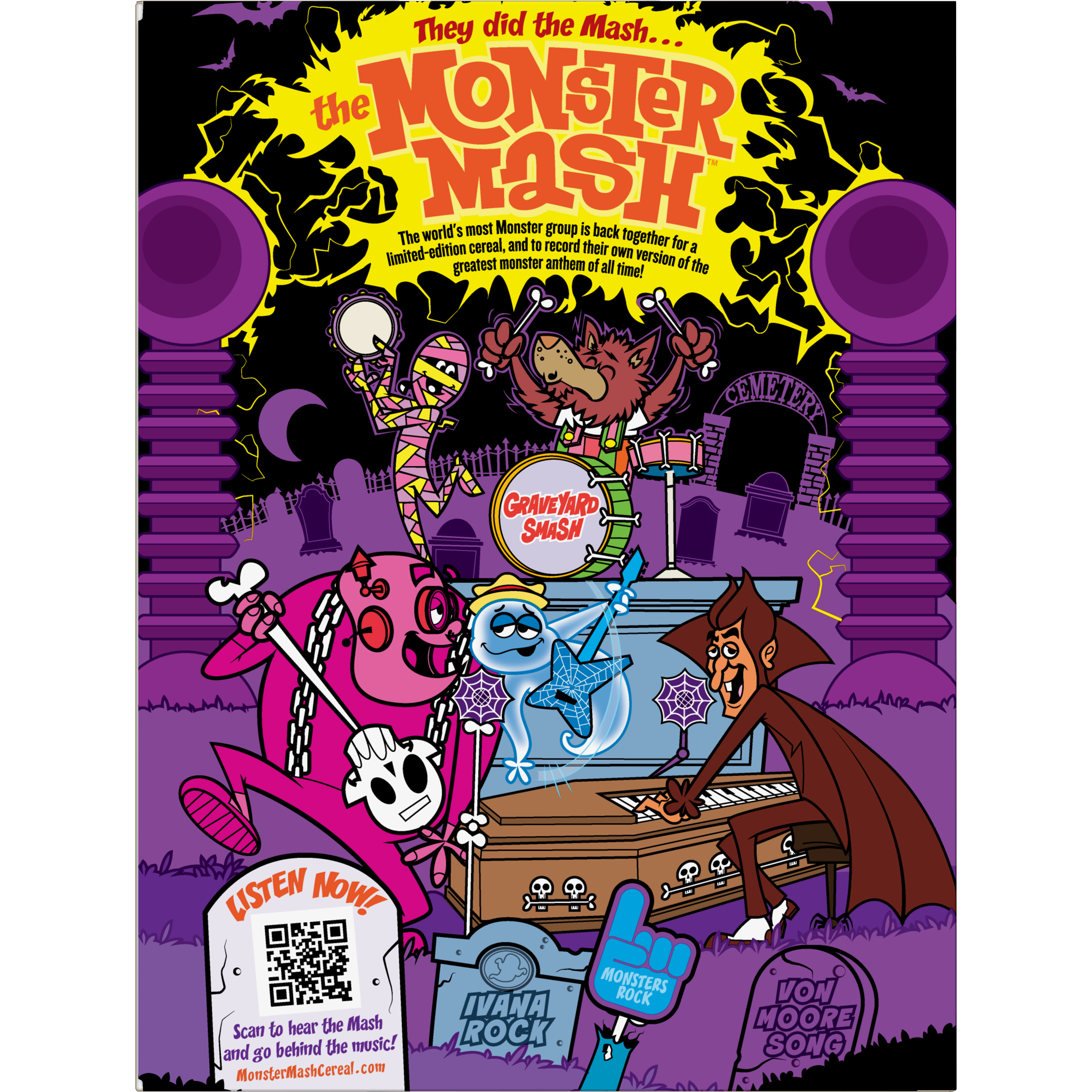 The back of the Monster Mash cereal box